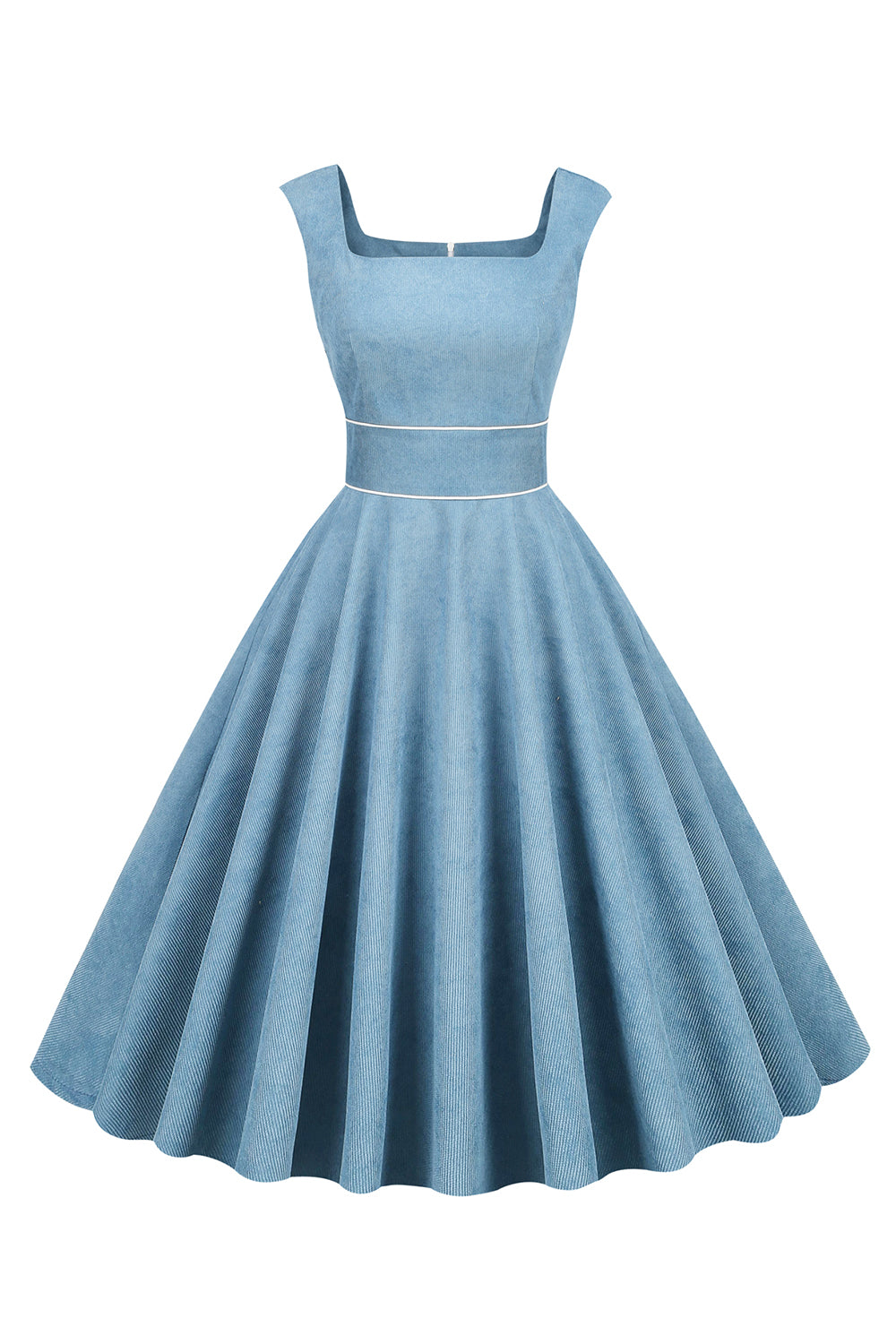 Abito giallo con collo quadrato anni '50