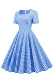 Stripes Maniche Corte 50s Swing Dress