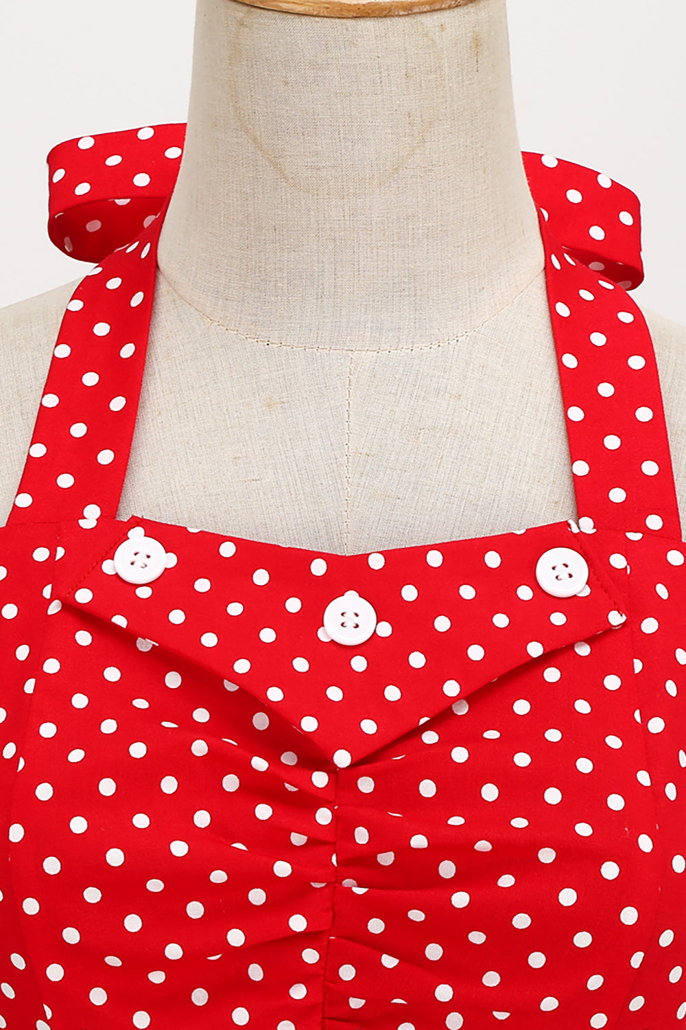 Retro Stile Halter Rosso Pois Abito 1950