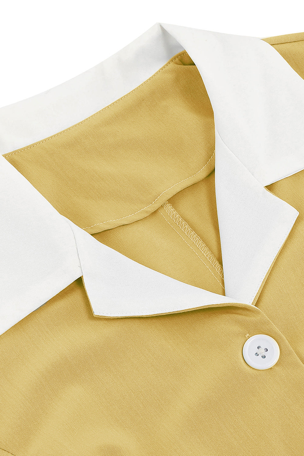 Abito Vintage Giallo Scollo a V con Bottone