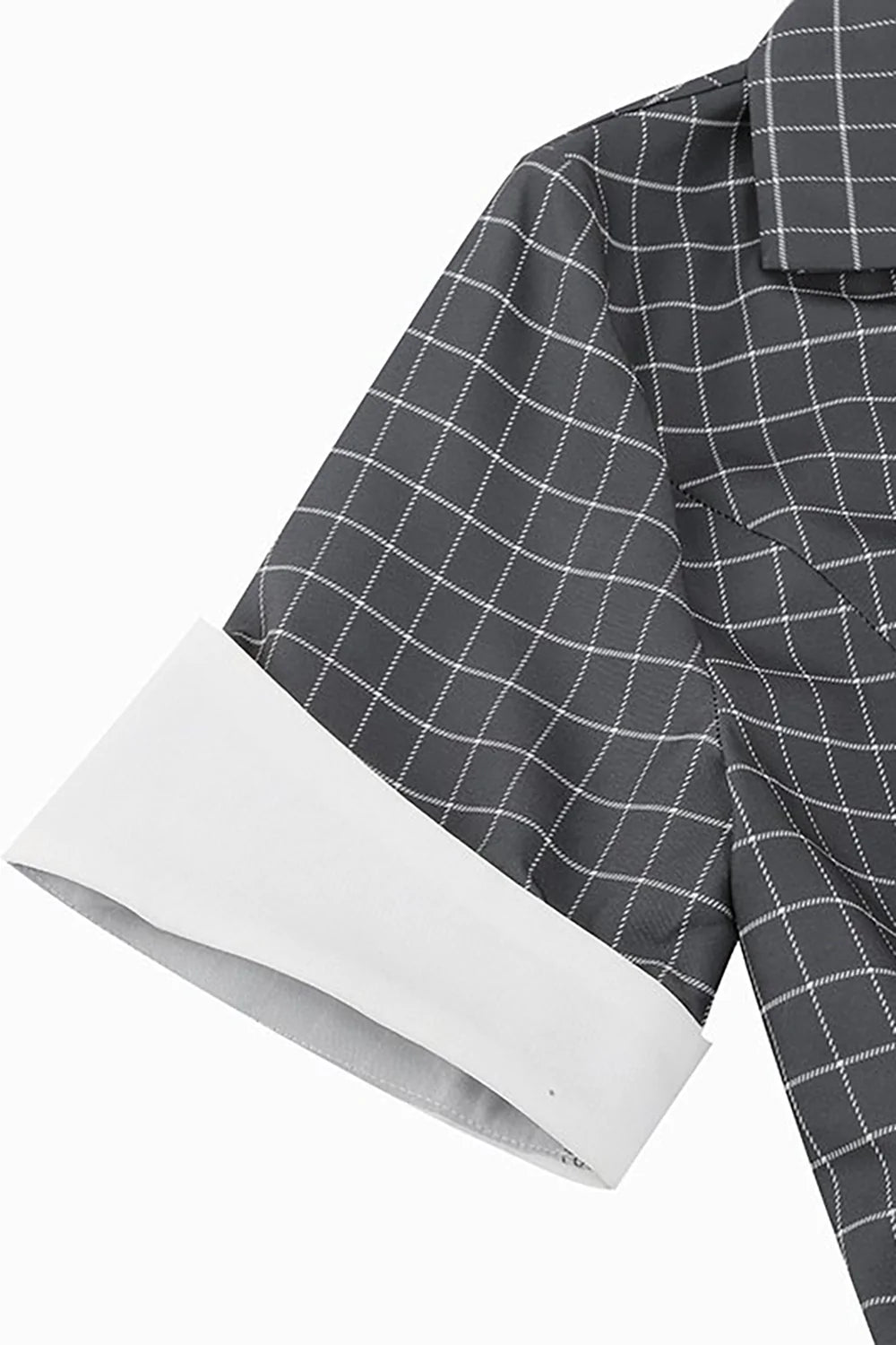 Abito vintage con rever a quadri grigio
