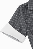 Abito vintage con rever a quadri grigio