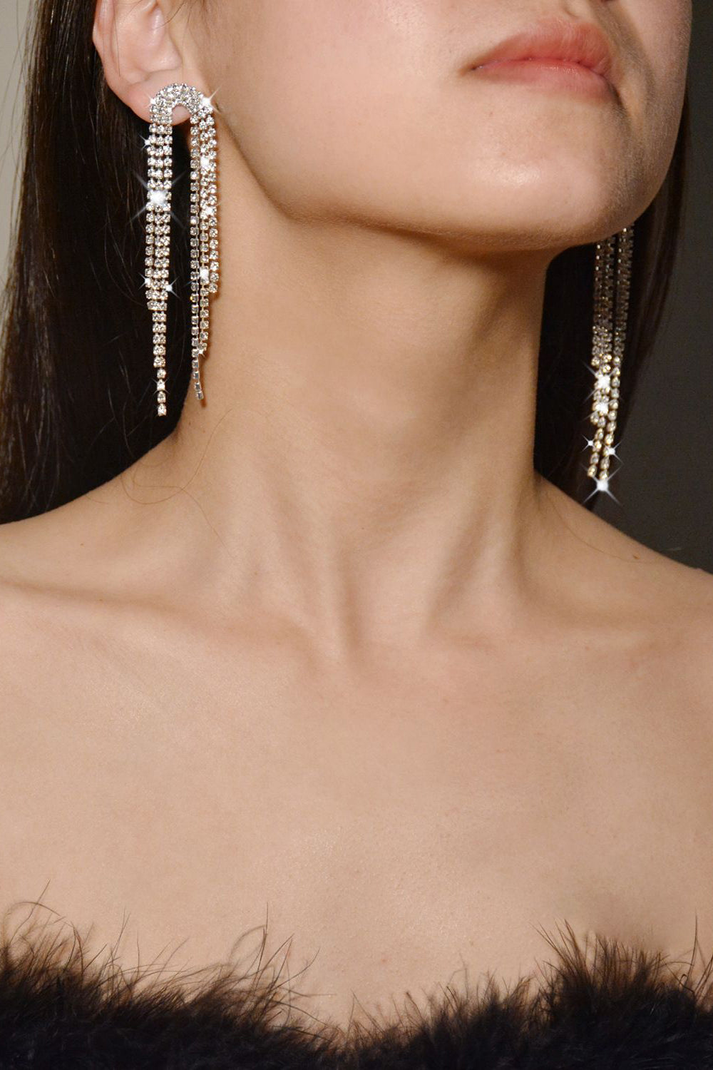 Orecchini strass nappa d'argento