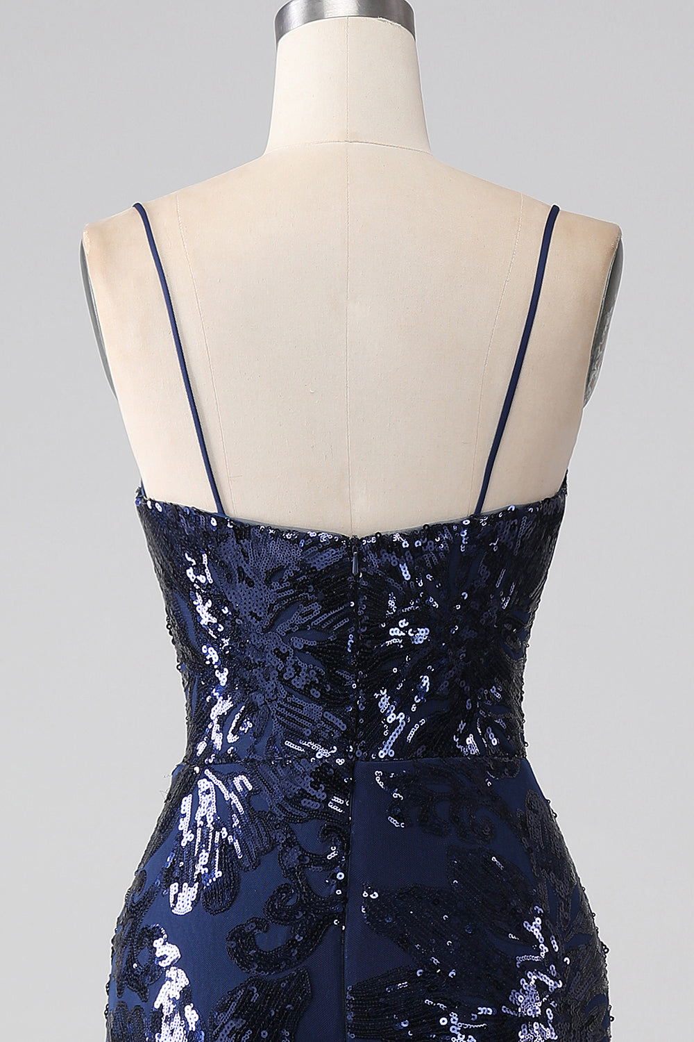 Luccicante paillettes sirena Spalline sottili vestito da ballo con fessura