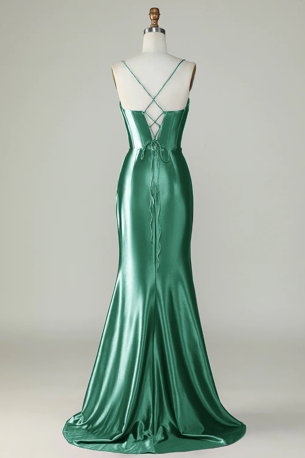 Arancione sirena Spalline sottili lungo corsetto Abito da ballo con fessura