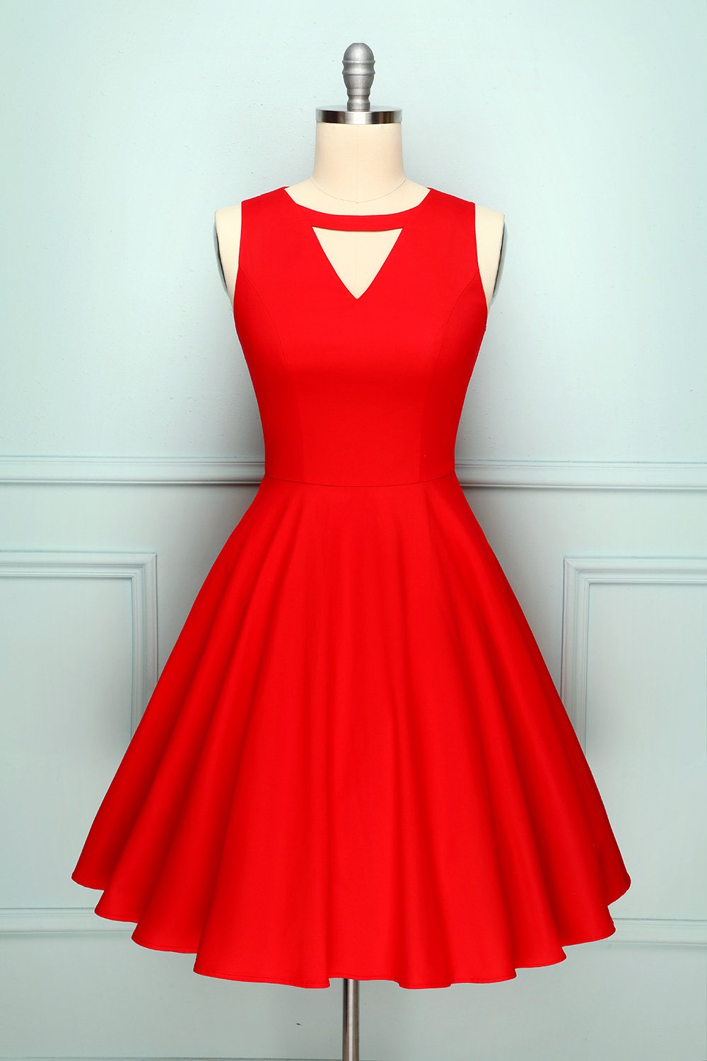 Vestito da altalena rosso degli anni '50