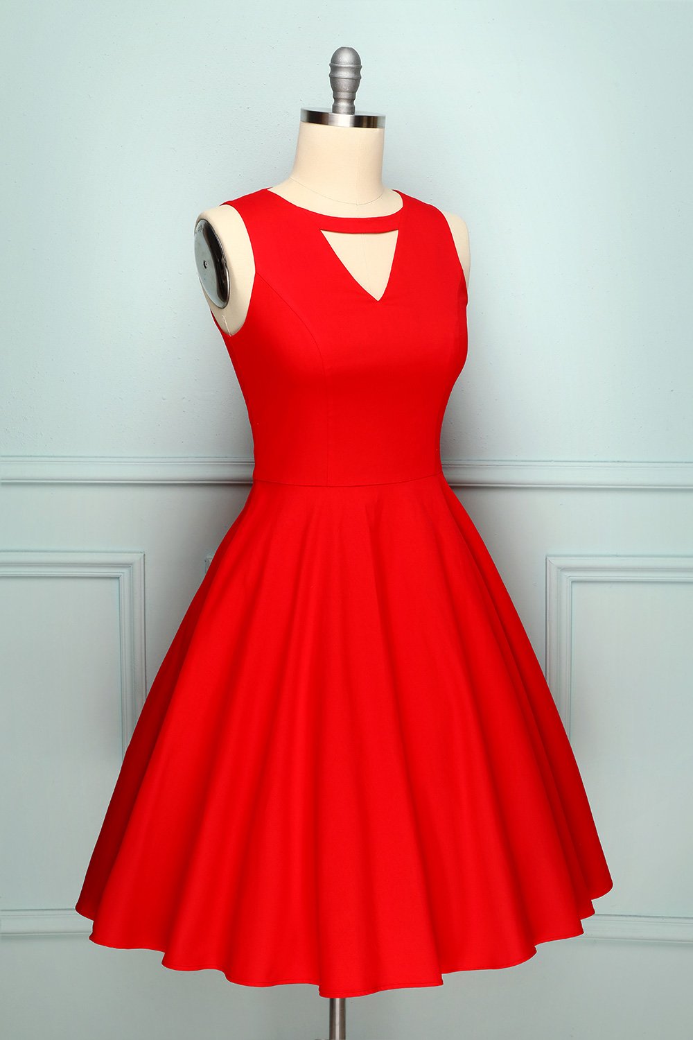 Vestito da altalena rosso degli anni '50