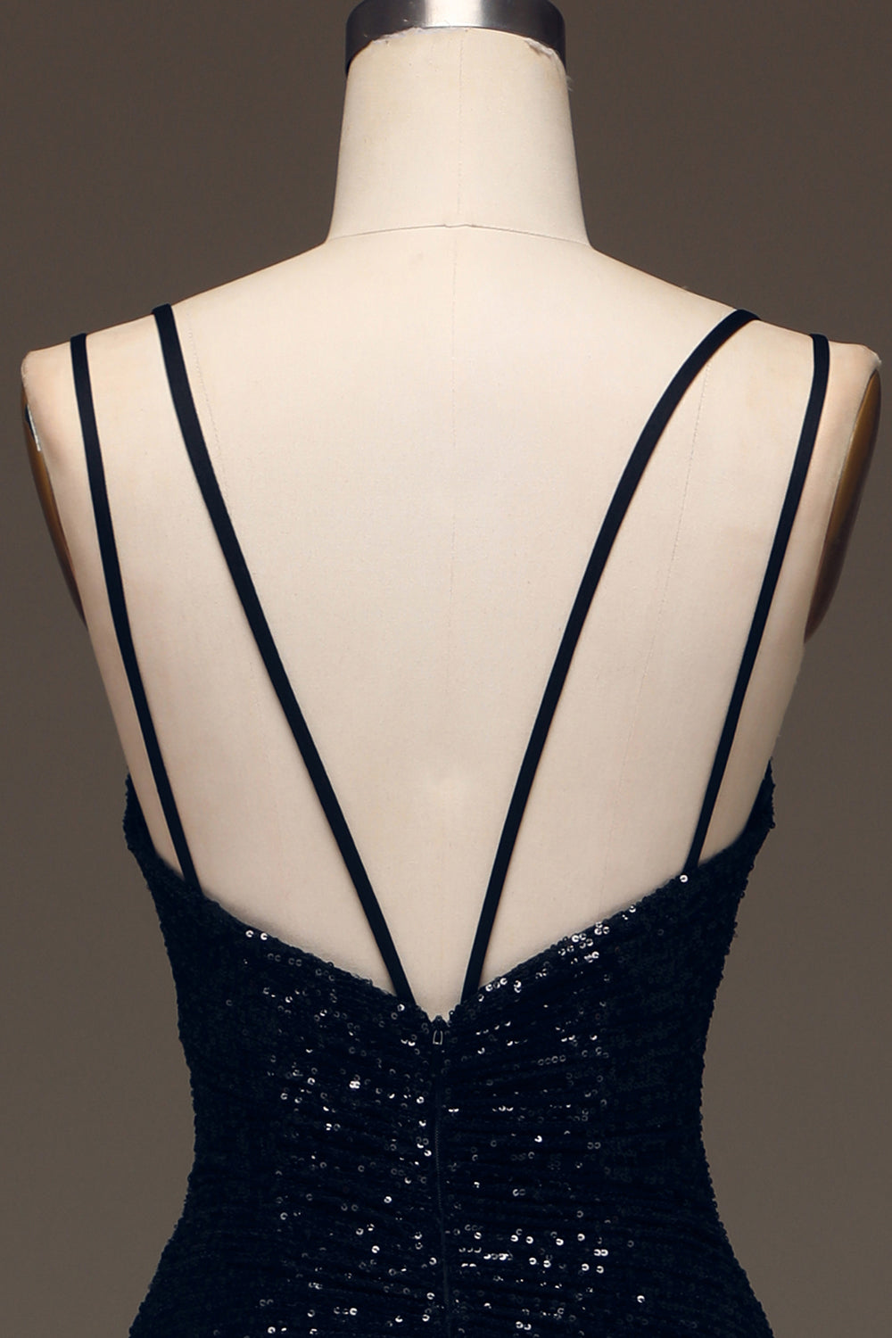 Abito da ballo lungo nero con paillettes scintillanti sirena con fessura