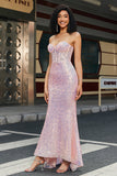 Abito da ballo corsetto con paillettes rosa