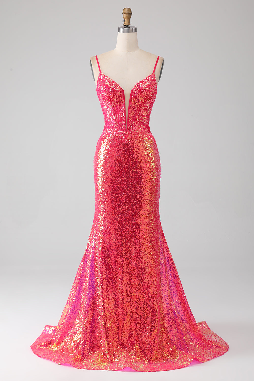 Sparkly Mermaid Fucsia Prom Dress con Paillettes
