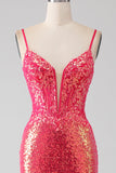 Sparkly Mermaid Fucsia Prom Dress con Paillettes
