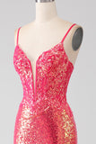 Sparkly Mermaid Fucsia Prom Dress con Paillettes