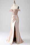 Sirena Champagne Corsetto Abito da ballo