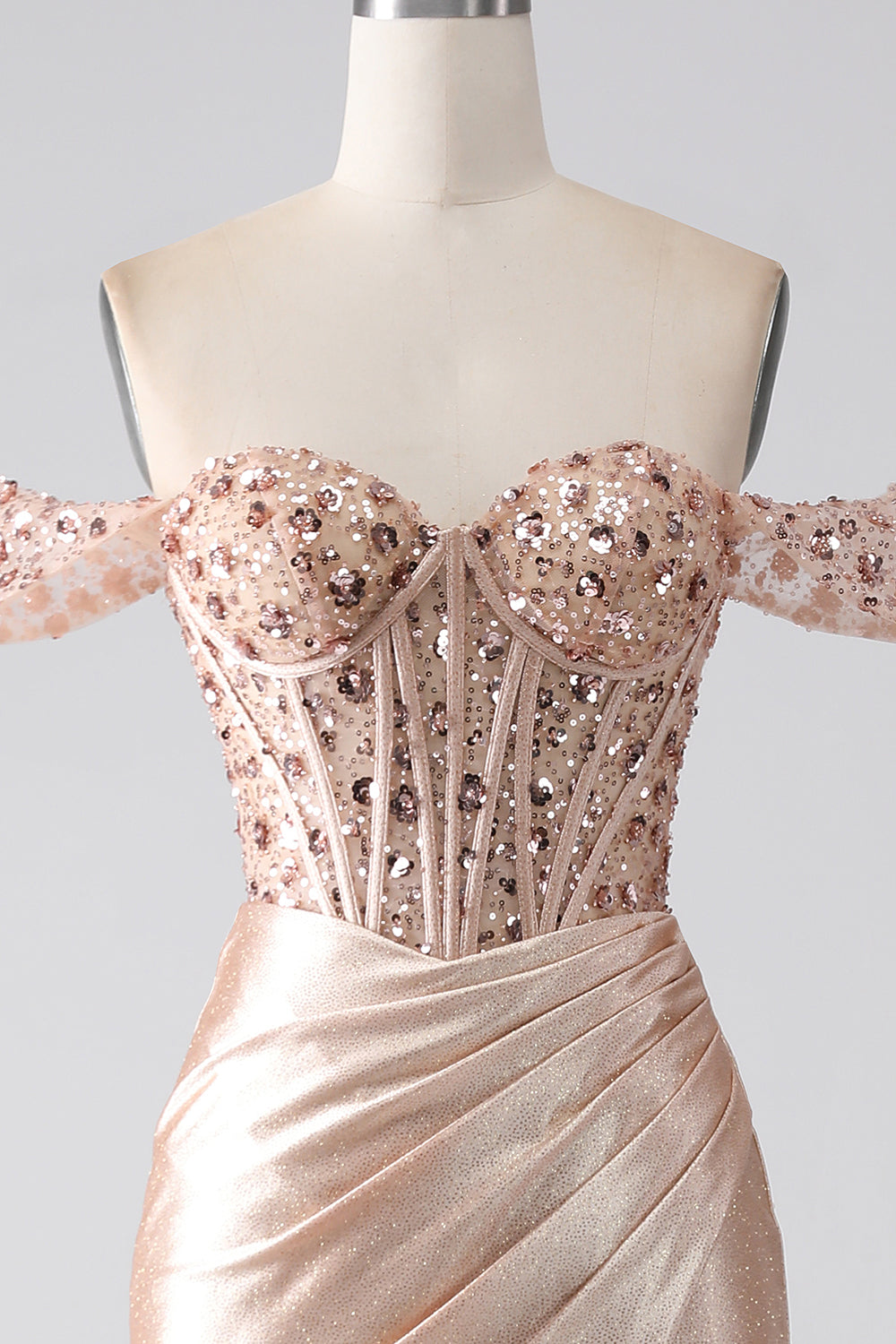 Sirena Champagne Corsetto Abito da ballo