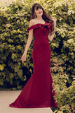 Una spalla Sirena Borgogna Prom Dress