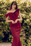 Una spalla Sirena Borgogna Prom Dress