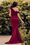Una spalla Sirena Borgogna Prom Dress