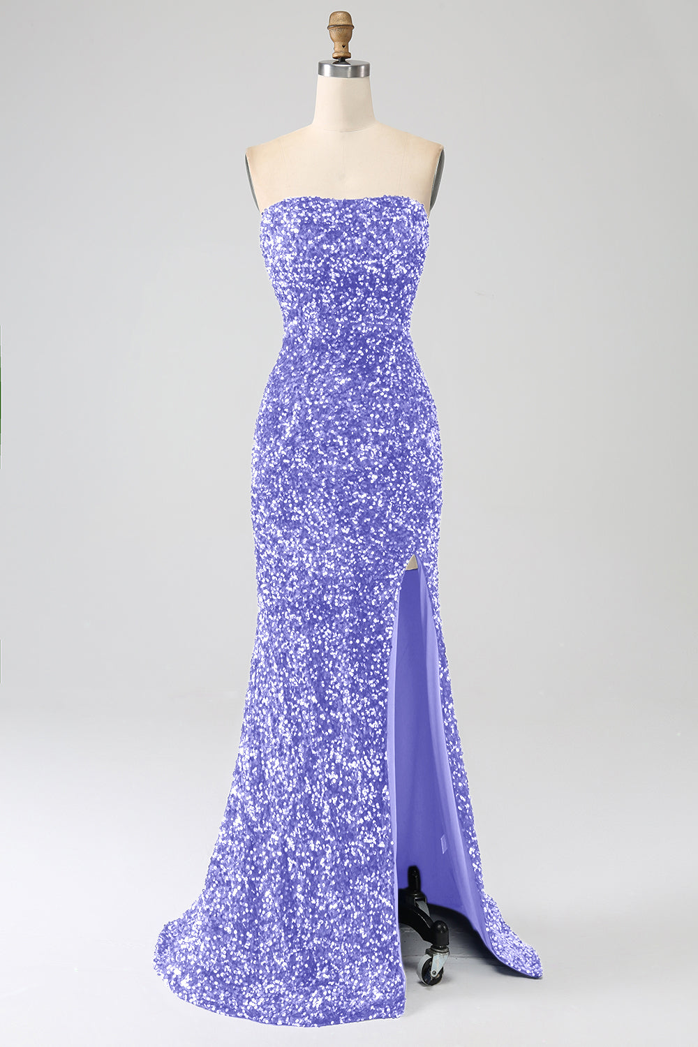 Blu Reale Sirena senza spalline paillettes abito lungo da ballo con fessura