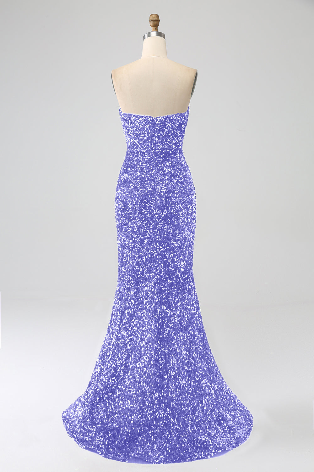 Blu Reale Sirena senza spalline paillettes abito lungo da ballo con fessura