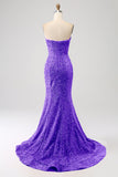 Arancione Sirena Sweetheart Sweep Train Abito da ballo con paillettes