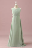 Sage Halter Chiffon A-Line Junior Abito da damigella d'onore