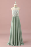 Abito da damigella junior in pizzo verde e chiffon Halter