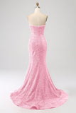 Arancione Sirena Sweetheart Sweep Train Abito da ballo con paillettes