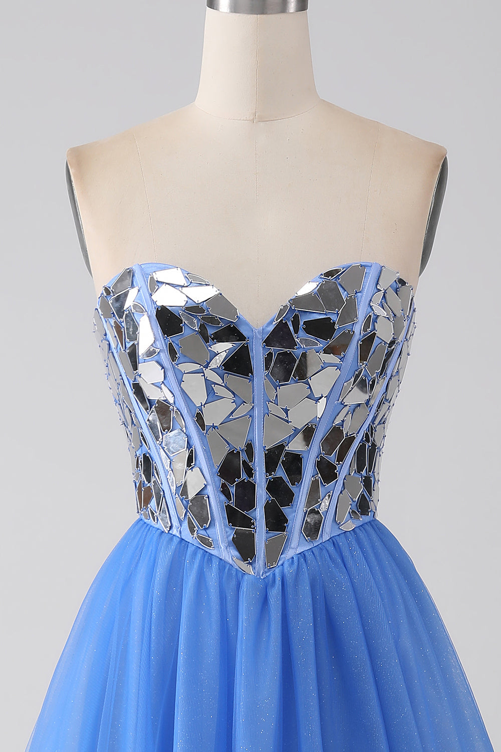 A-Line Sweetheart Mirror Abito da ballo blu reale