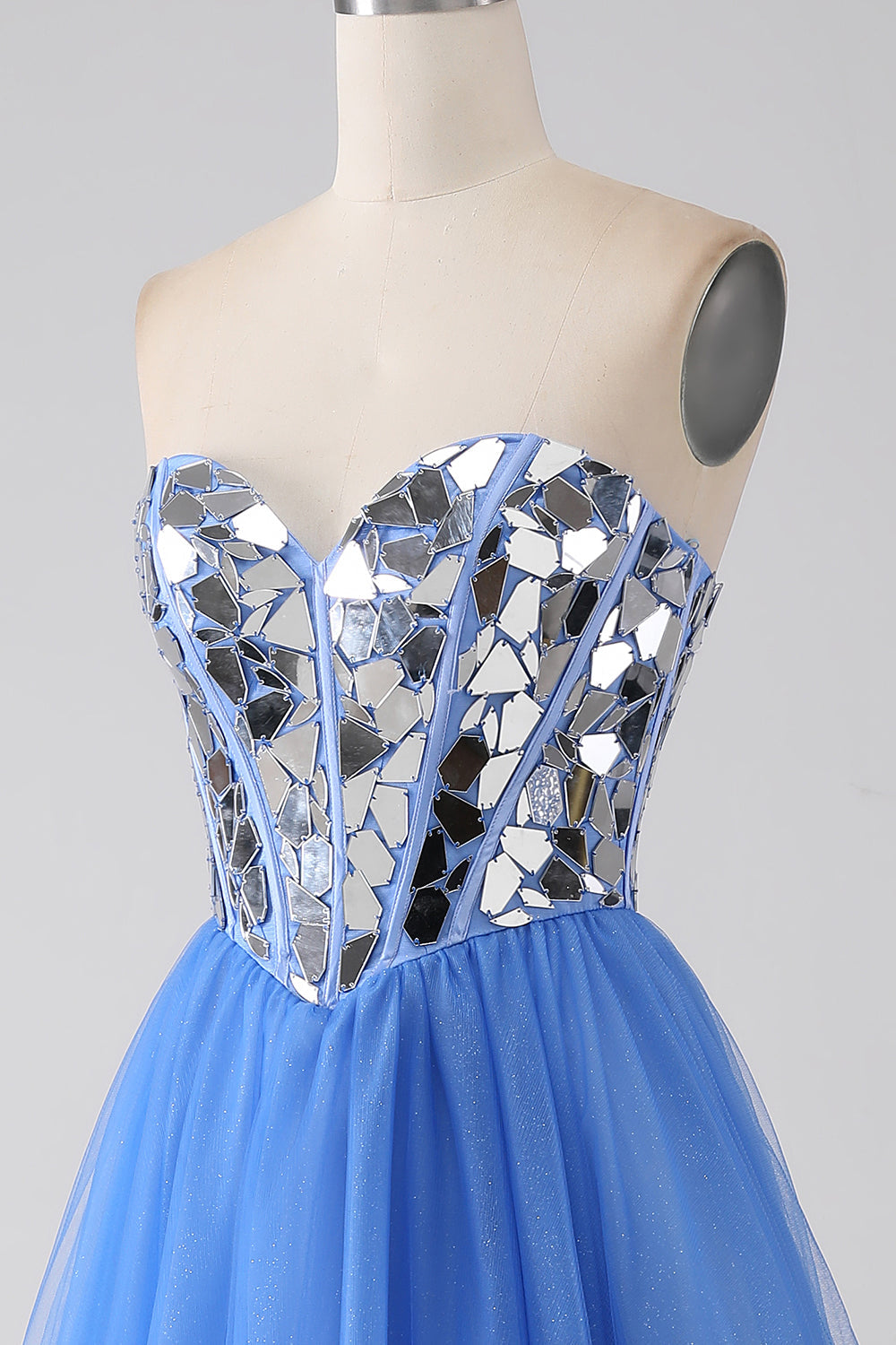 A-Line Sweetheart Mirror Abito da ballo blu reale