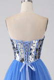 A-Line Sweetheart Mirror Abito da ballo blu reale
