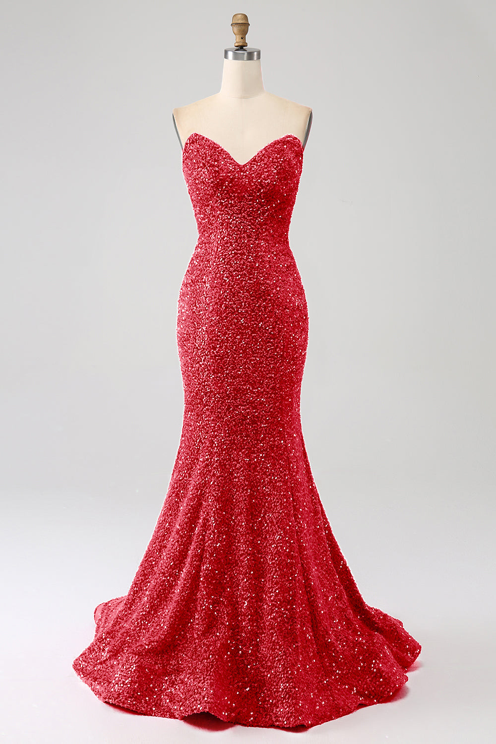 Arancione Sirena Sweetheart Sweep Train Abito da ballo con paillettes