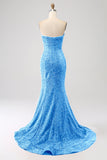 Arancione Sirena Sweetheart Sweep Train Abito da ballo con paillettes