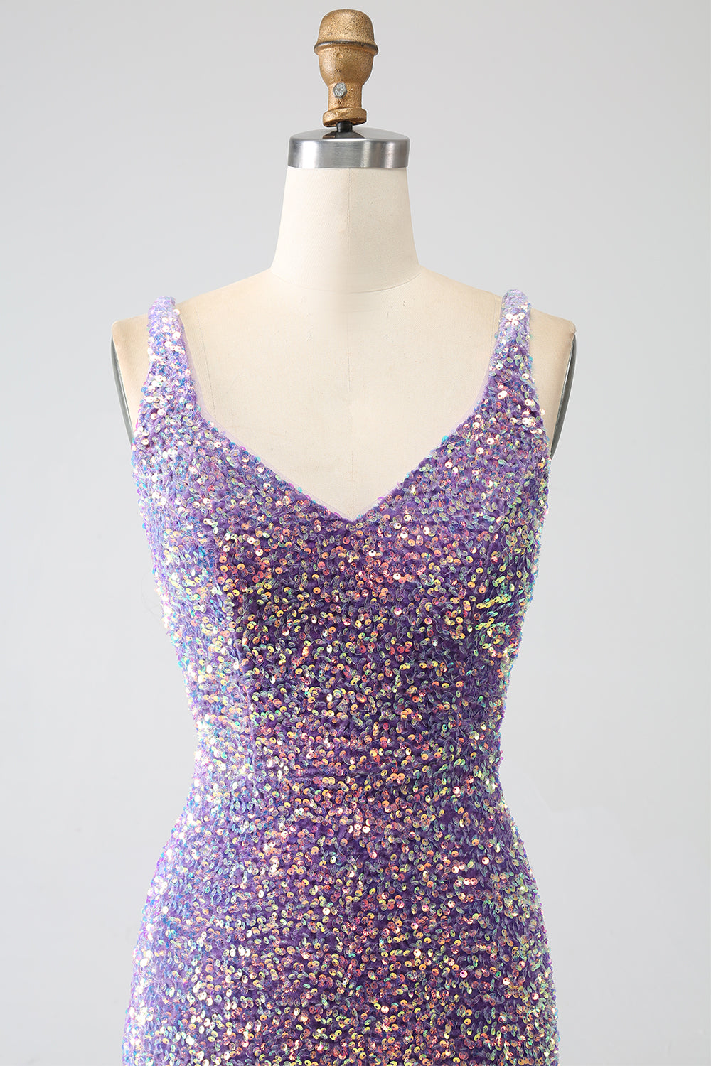 Sparkly Mermaid Light Purple Paillettes Prom Dress con fessura