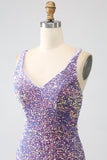 Sparkly Mermaid Light Purple Paillettes Prom Dress con fessura