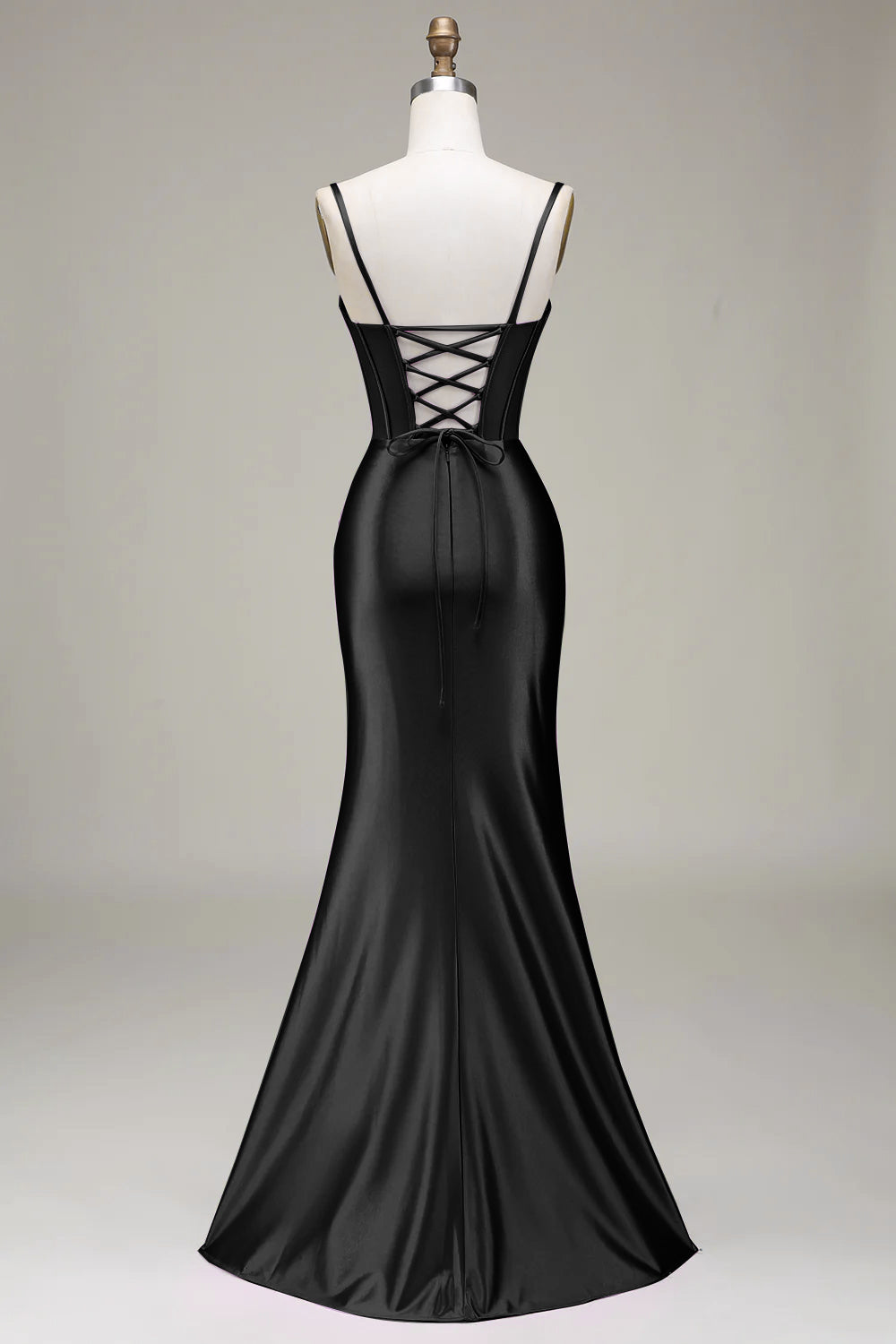 Verde scuro Sirena Spalline sottili Corsetto Abito da ballo con Split Front