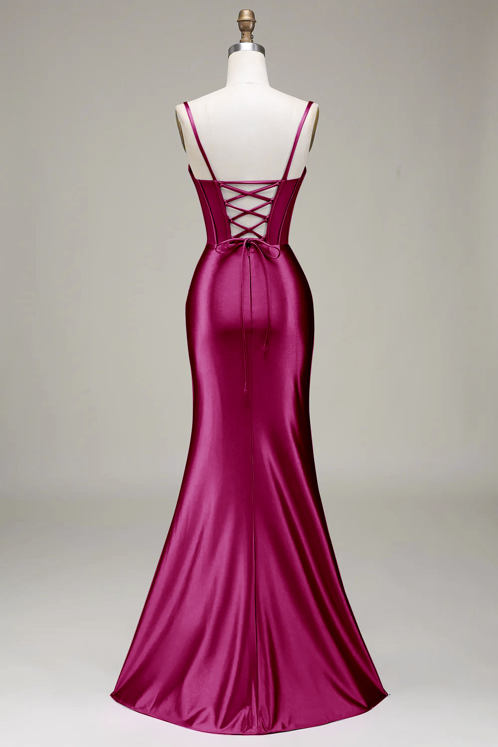 Verde scuro Sirena Spalline sottili Corsetto Abito da ballo con Split Front