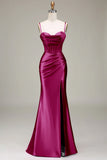 Verde scuro Sirena Spalline sottili Corsetto Abito da ballo con Split Front