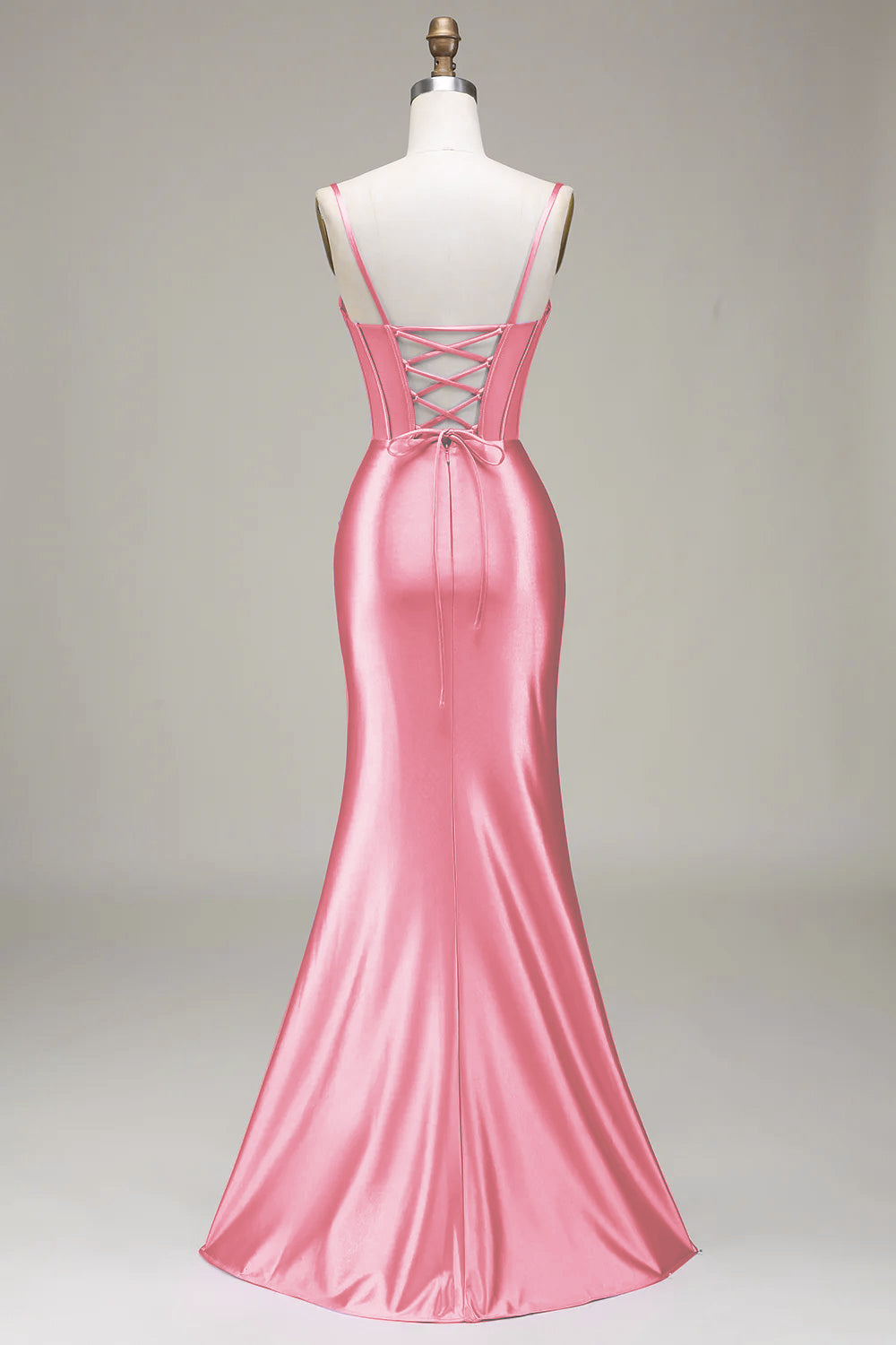 Verde scuro Sirena Spalline sottili Corsetto Abito da ballo con Split Front