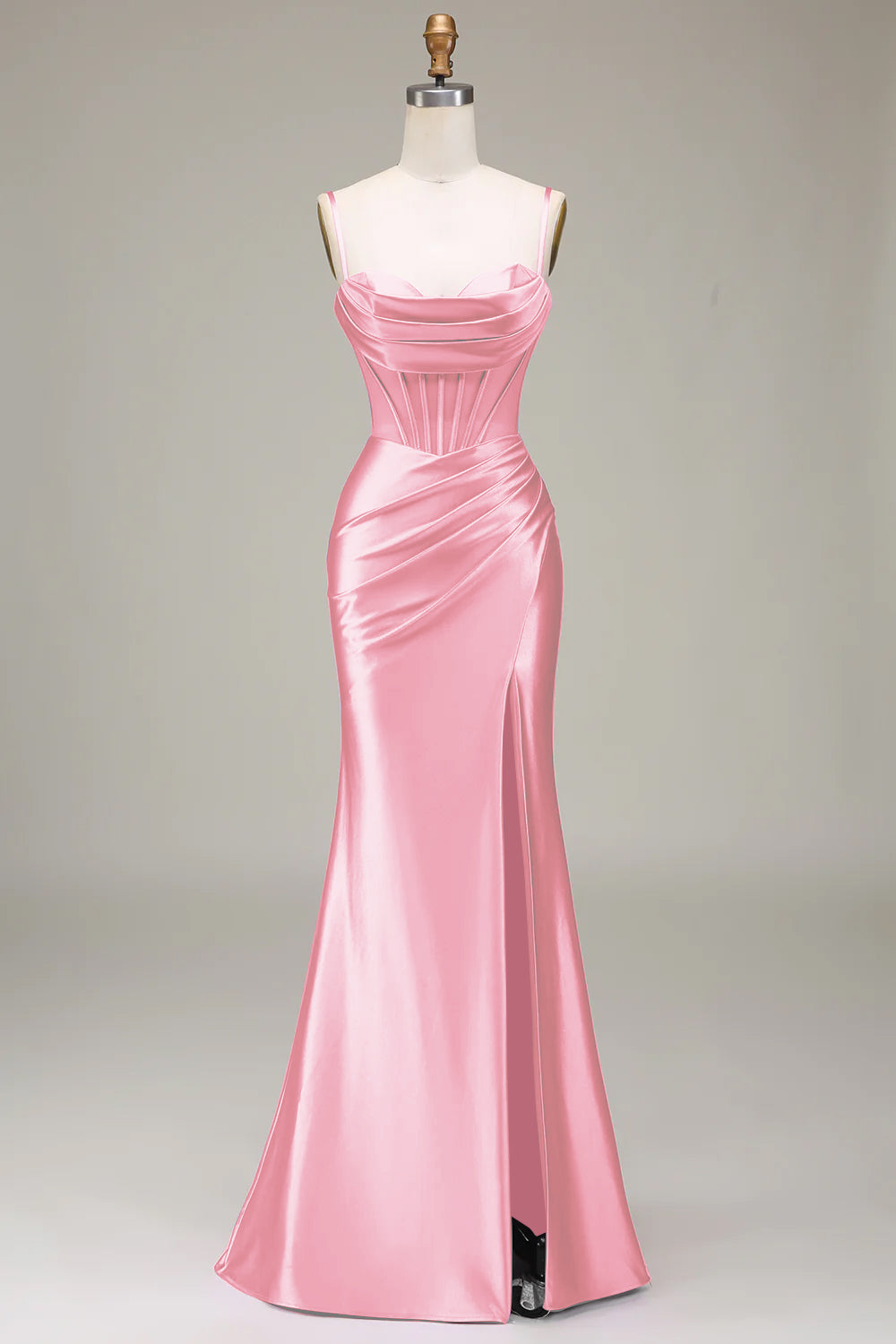 Verde scuro Sirena Spalline sottili Corsetto Abito da ballo con Split Front