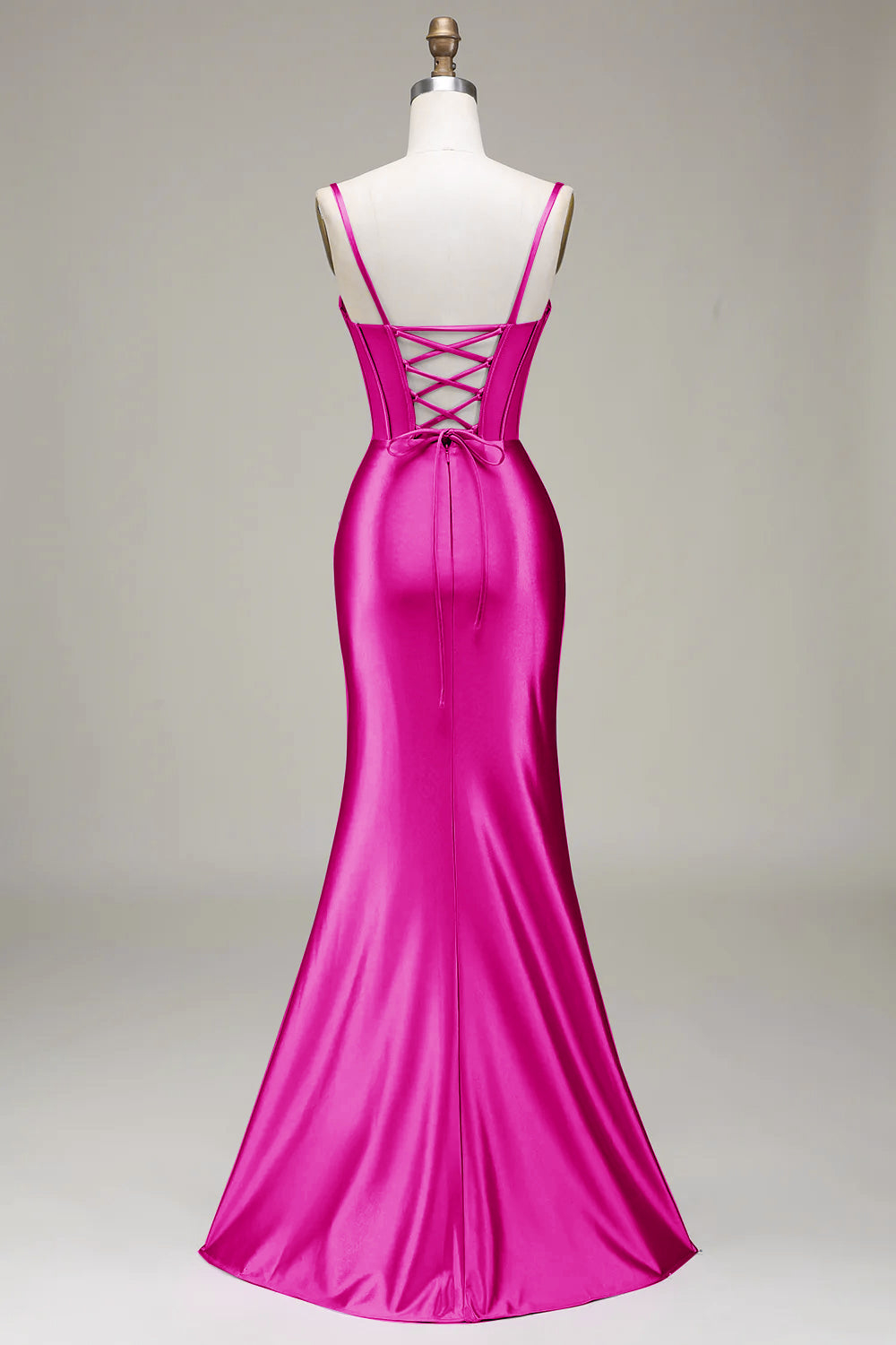 Verde scuro Sirena Spalline sottili Corsetto Abito da ballo con Split Front