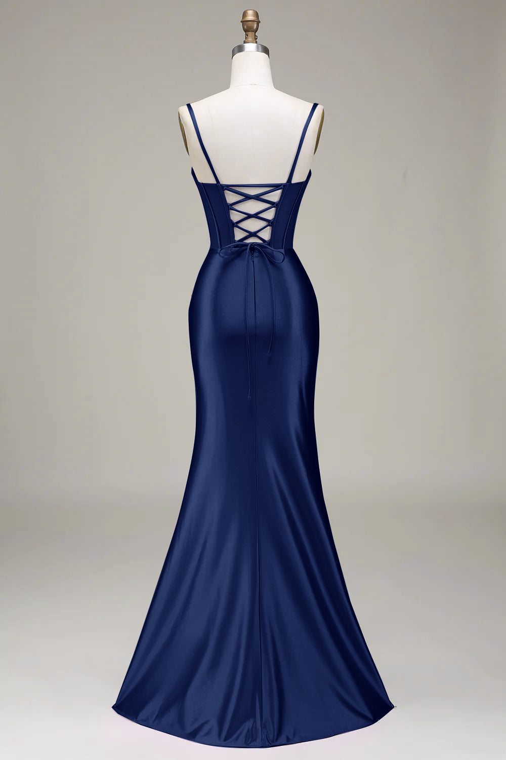 Verde scuro Sirena Spalline sottili Corsetto Abito da ballo con Split Front