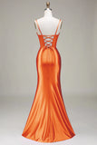Verde scuro Sirena Spalline sottili Corsetto Abito da ballo con Split Front