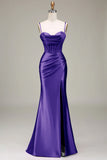 Verde scuro Sirena Spalline sottili Corsetto Abito da ballo con Split Front