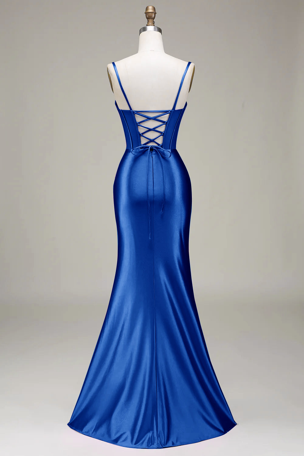 Verde scuro Sirena Spalline sottili Corsetto Abito da ballo con Split Front
