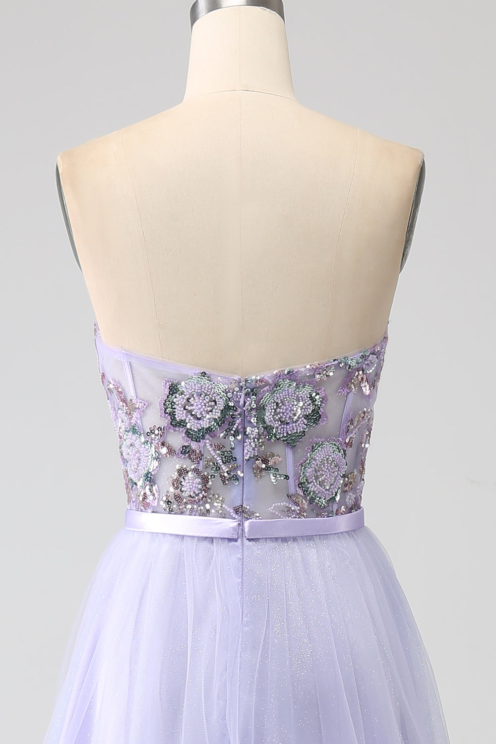Lavanda A Line Tulle Corsetto Abito Da Ballo Con Spacco