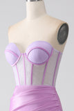 Lilla sirena senza spalline Corsetto vestito da ballo con fessura
