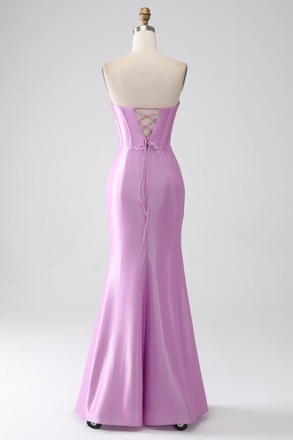 Senza spalline viola sirena Corsetto vestito da ballo con pieghe