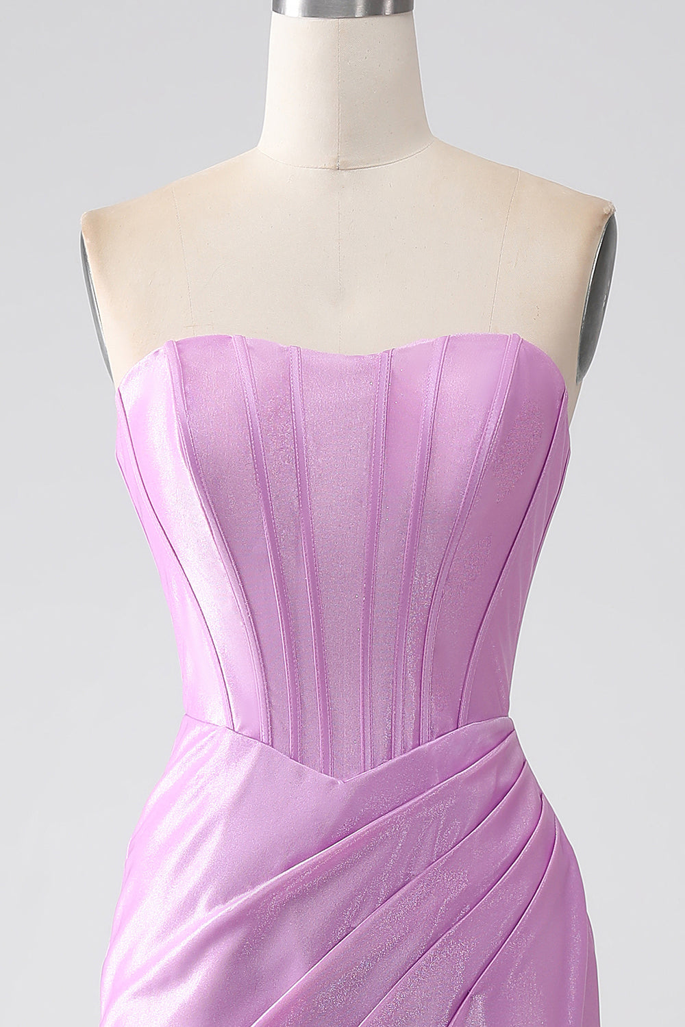 Senza spalline viola sirena Corsetto vestito da ballo con pieghe