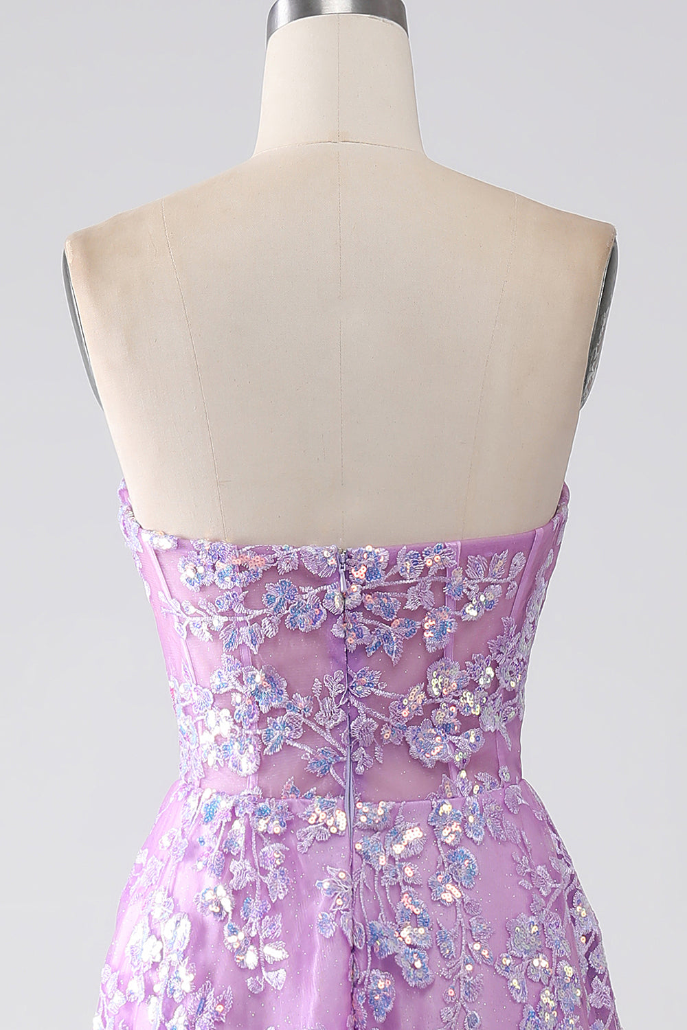 Viola A-Line Corsetto senza spalline vestito da ballo con appliques