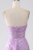 Viola A-Line Corsetto senza spalline vestito da ballo con appliques